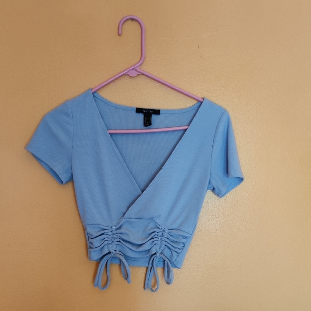 Blue Wrap Top
